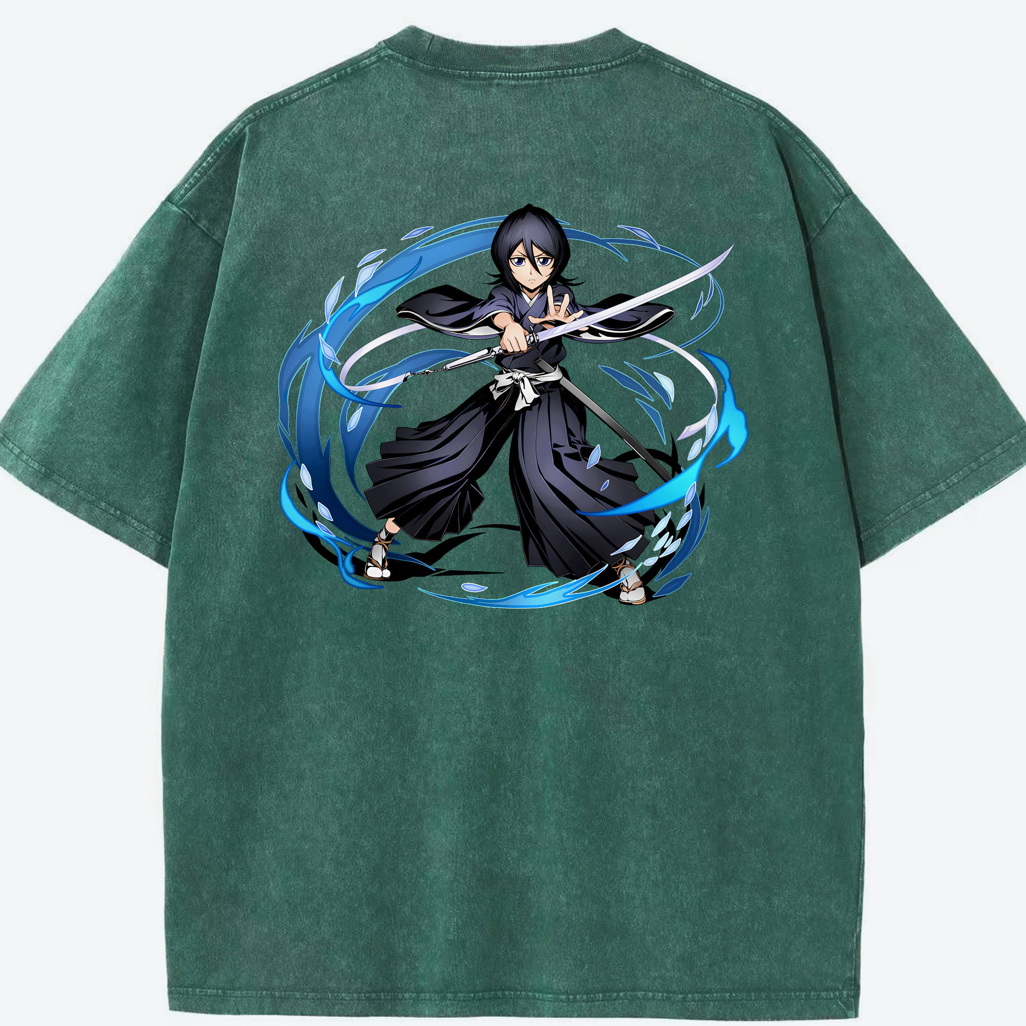 （画像用） ブリーチ 朽木ルキア BLEACH Kuchiki Rukia 綿100% ヴィンテージ風 半袖Tシャツ（背面プリント）